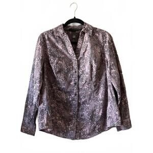 Lane Bryant Women's Purple Lace Pattern Button-Up Shirt Size 14
